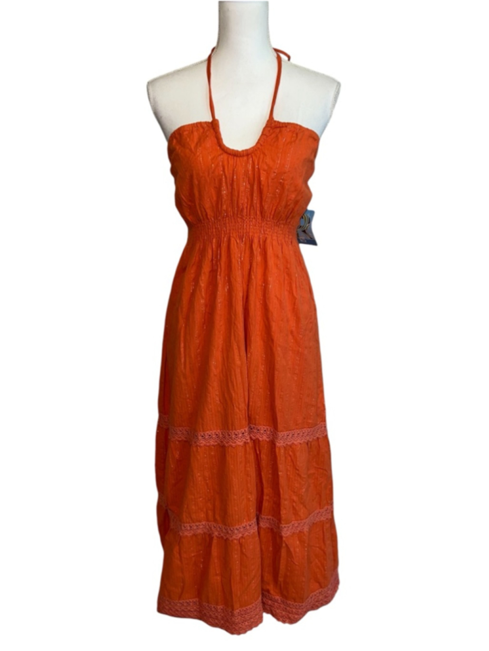Women's Roxy Orange Halter Maxi Dress XL